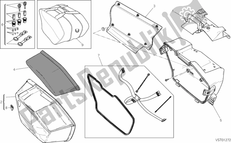 Tutte le parti per il Borsa Laterale Destra del Ducati Multistrada 1200 S GT USA 2014